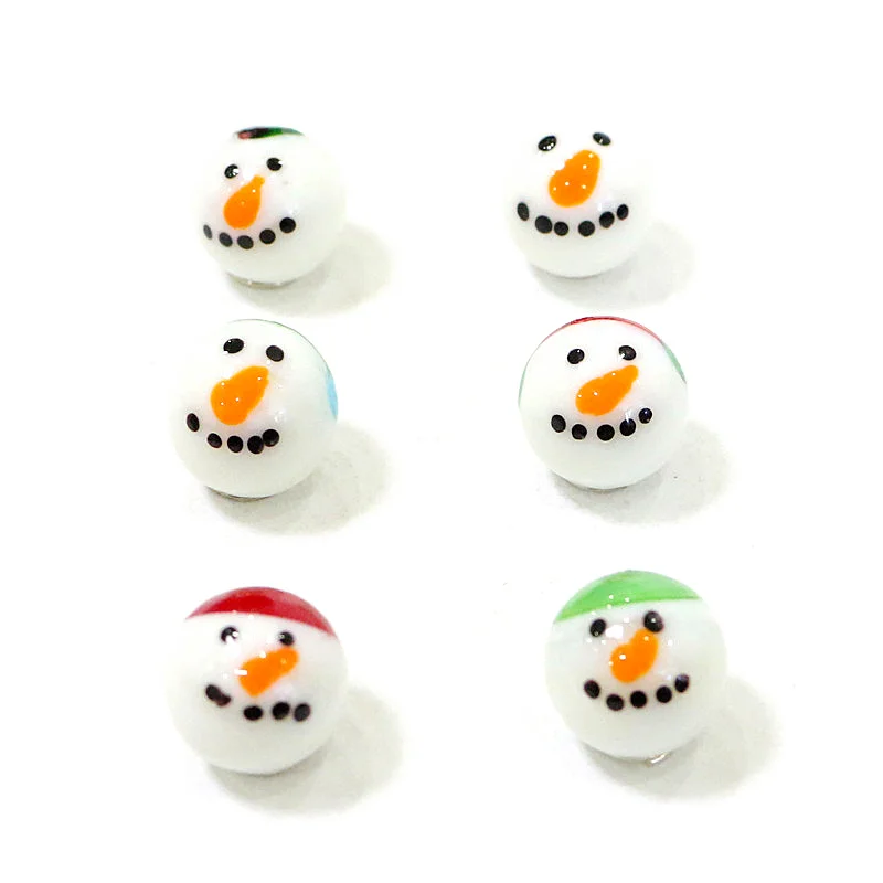 6PCS Cute Snowman Rare Glass Marbles Ball Kid\'s Game Pinball Gifts Xmas New Year Ornaments Garden Outdoor Decor Accessories 16mm