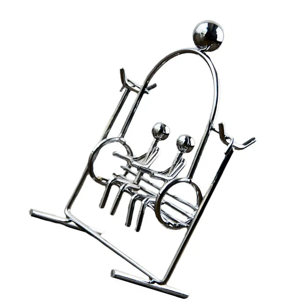 Pequeno ornamento balanceamento pêndulo brinquedo alívio do estresse prata metal decoração de mesa equilíbrio bola balançando
