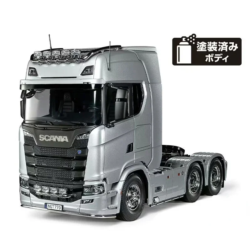 RC Truck TAMIYA 56368 1/14 Scania 770S 6X4 Remote Control Car Tow and TAMIYA 56373 770S Silver Coating KIT Model Toys