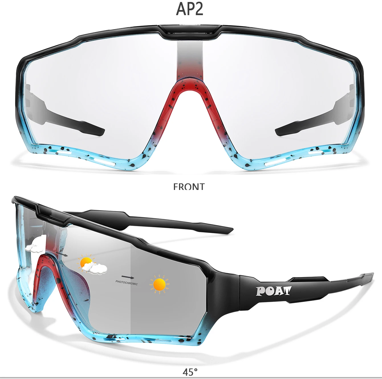 3er-Pack photochrome Fahrrad-Sonnenbrillen für Damen und Herren, Outdoor-Sport, Vollformat-Brillen zum Laufen, Radfahren, Wandern, Unisex – Detail 7