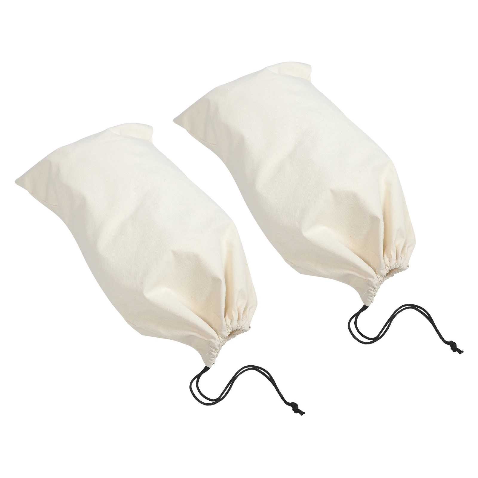 

2pcs White Small Canvas Storage Bags Clothes Drawstring Bedding Pouch Dust Proof Travel Laundry Bag Household Organizer