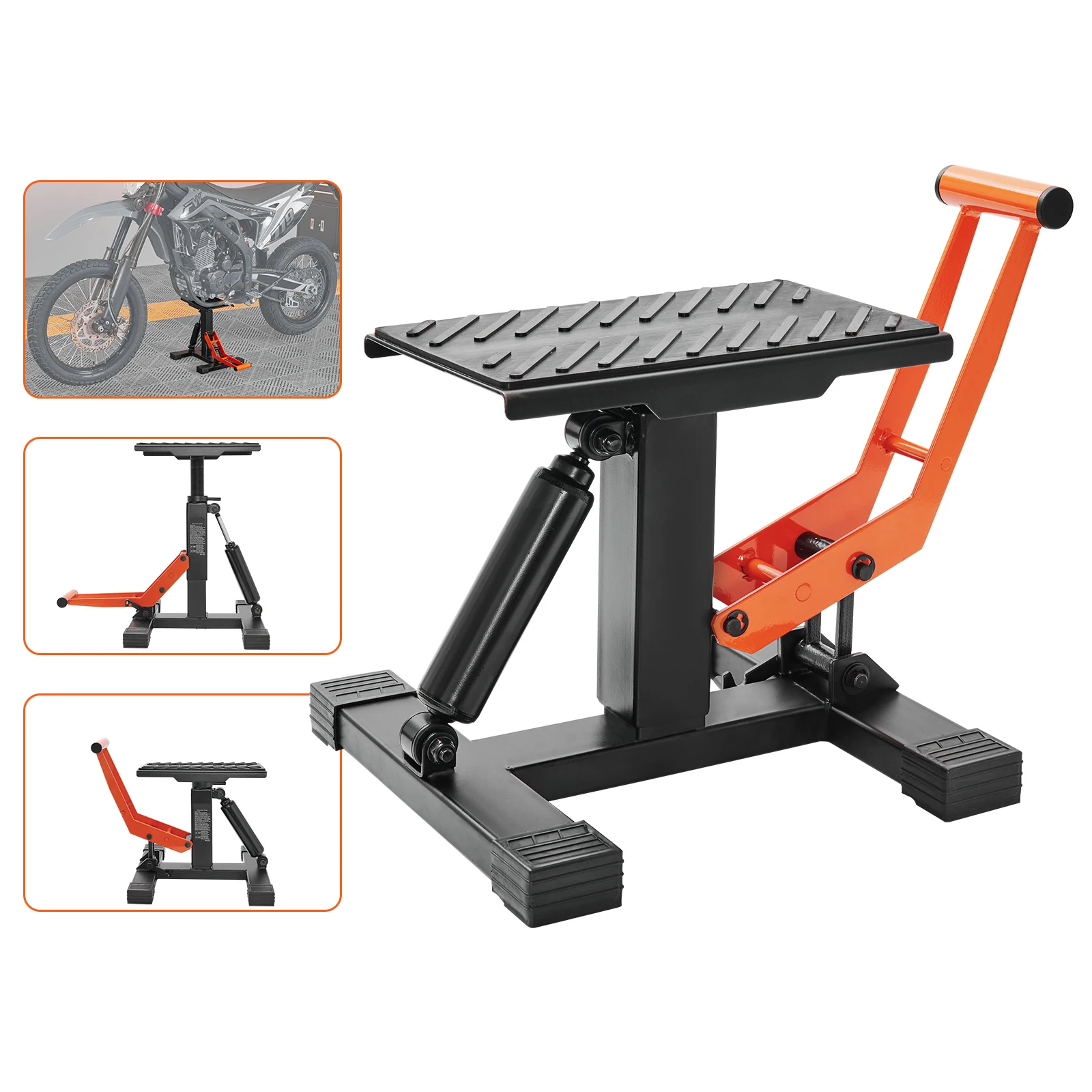 

SucceBuy Motorcycle Jack Lift Stand 440lb DirtBike Lift Stand Hydraulic Lift Operation Adjustable Height Hoist Table Maintenance