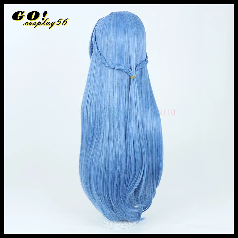 NIKKE Helen Helm Cosplay Wig Game 85cm Long Braided Synthetic Hair Blue Straight Heat Resistant Game Headwear