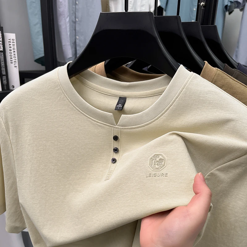 

Men's T-Shirt Short Sleeve Original Embroidered Premium Fabric Breathable Soft Anti Pilling Summer Casual Fashion Men's Clothing