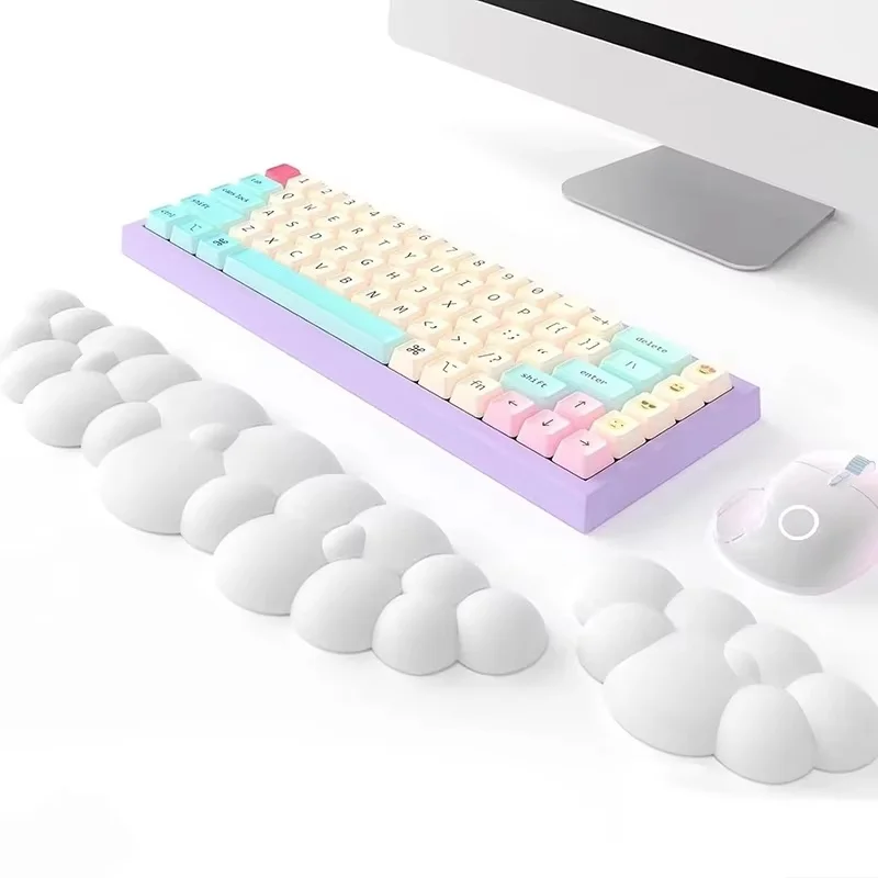 Keyboard Cloud Wrist Rest Pad Ergonomic Mouse Pad Typing Wrist Cloud Shape Wrist Rest Pad Soft PU Material Anti-Slip For Home