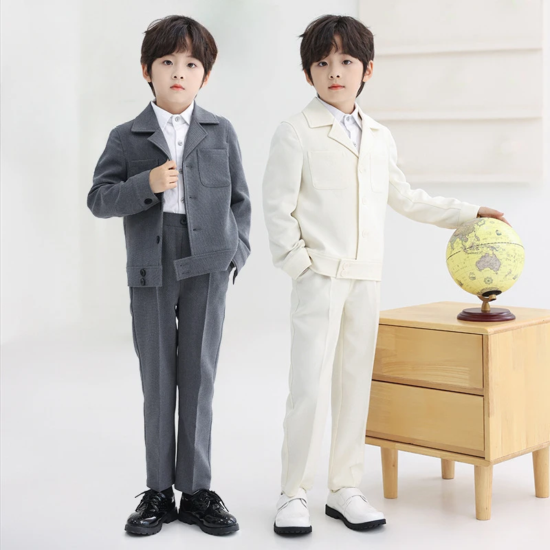 

Teen Children Suit Autumn Winter New Grey Handsome Boys School Uniform Outfits 2 To 14 Years Kids Speech Performances Blazer Set