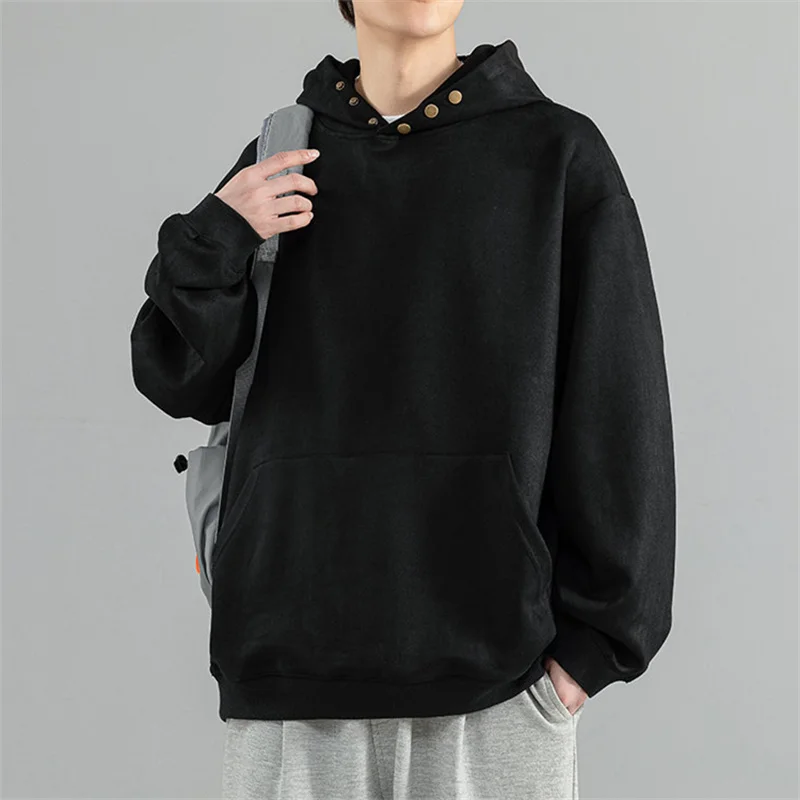 

2023 Autumn New Fashion Youth Simple Hooded Sweater Coat Men's Casual Loose Versatile Long Sleeve Sweater Coat