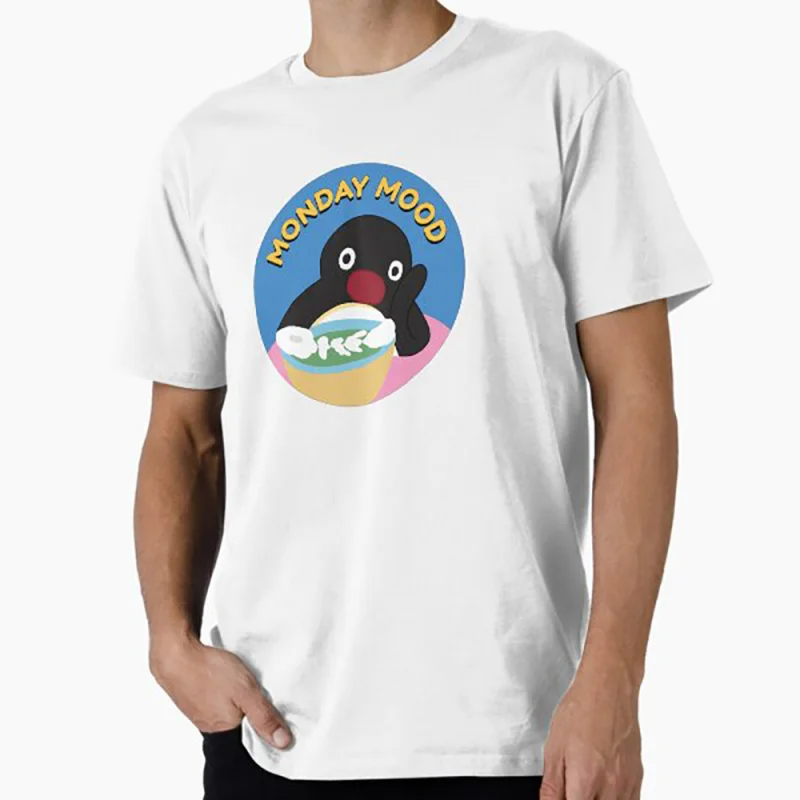 

0330 Noot Noot Pingu Meme Gift t shirt for men Funny cartoon Graphic Clothes 100% cotton printed Y2K clothing Large size tee