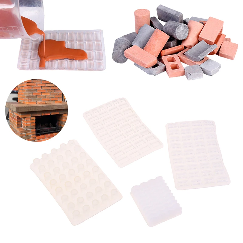 1Pc Sand Table Building Making Mini Brick Silicone Mold Cement Model Brick Small House Handmade Set DIY Home Decoration