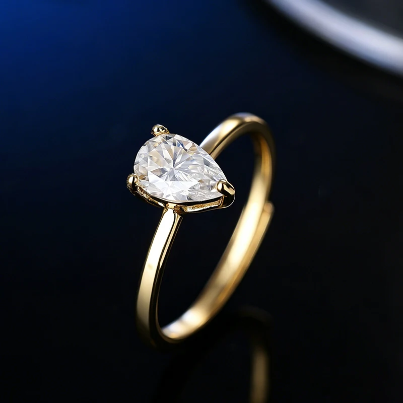 0.5-2CT Pear/Oval/Radiant Moissanite Rings For Women Real S925 Silver with GRA Certificate Passed Diamond testing Ring Band