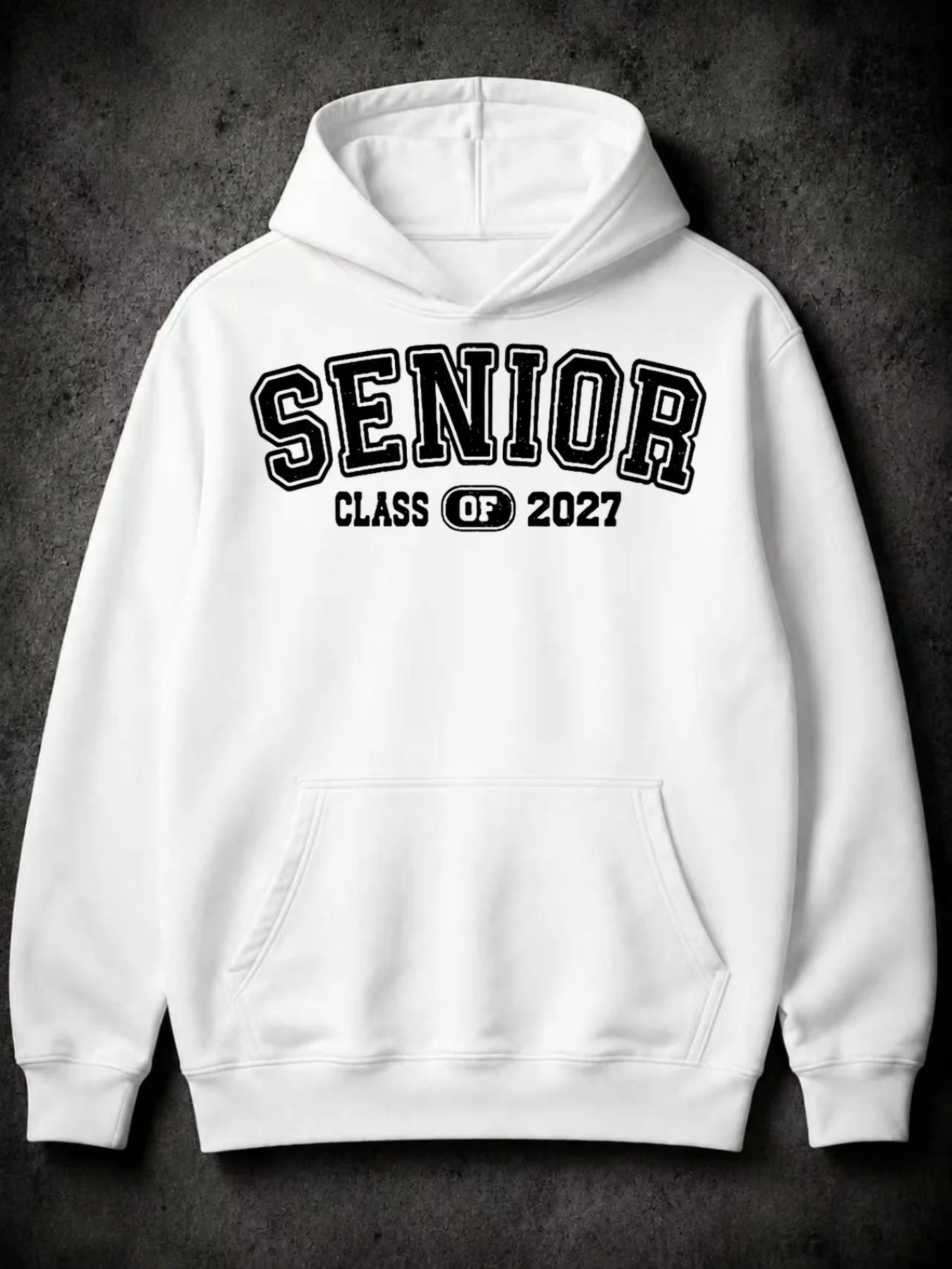 Autumn/Winter/Christmas hoodies for men and women, vintage distressed style, 2027 graduating class typography design.