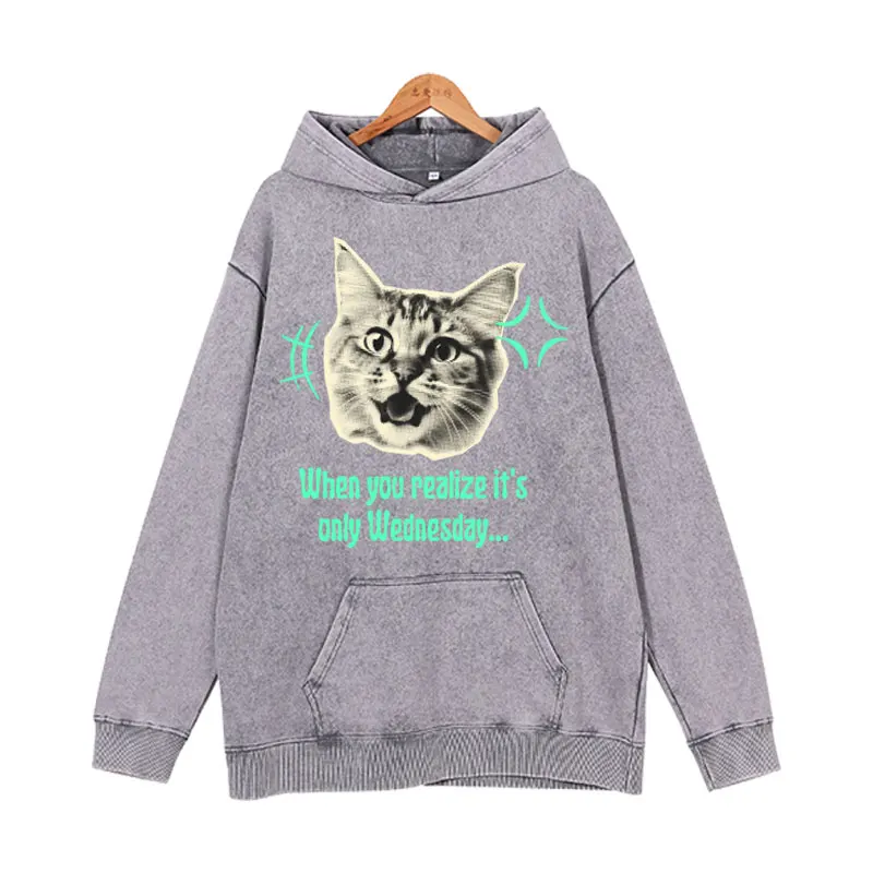 Cat Print Modedesign loser Hoodie für Männer und Frauen, Paar Top, Damen Hoodie, 2024 Herbst/Winter Vintage