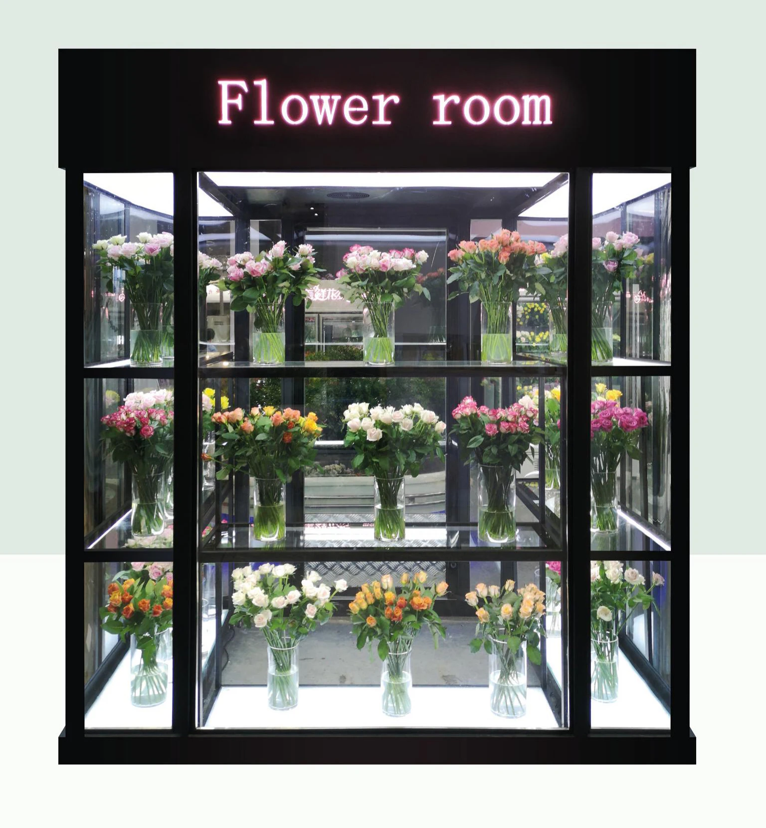 For Commercial Large-Capacity Flower Cabinet Freezer Air-Cooled Frost-Free Glass Door Adjustable Shelf Fresh-Keeping Feature