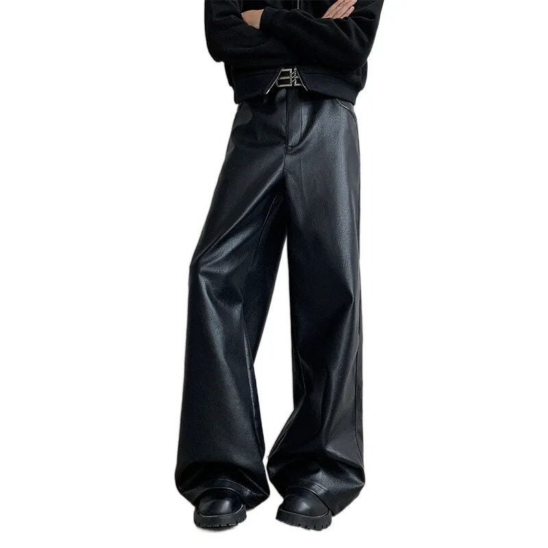 

Men's Casual Solid Color Versatile Simple Loose Straight Slightly Wide Long Pants