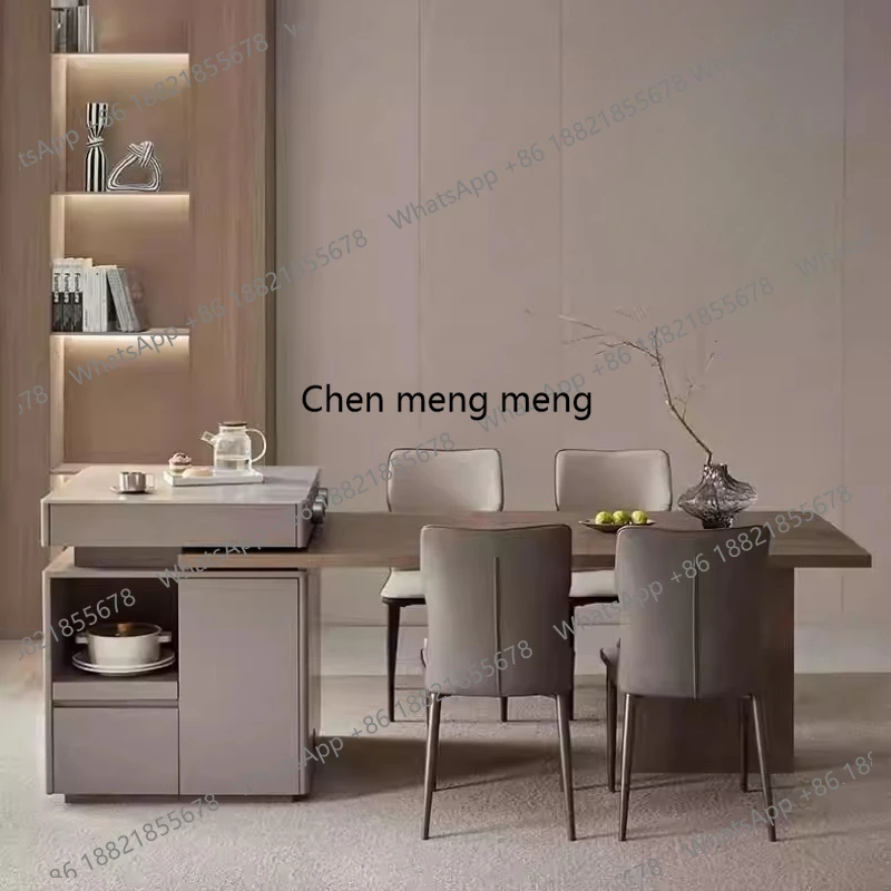 

Household Retractable Dining Room Furniture 2.4m 2.7m Minimalist Modern Multifunctional Storage Rock Slab Advanced Island Table