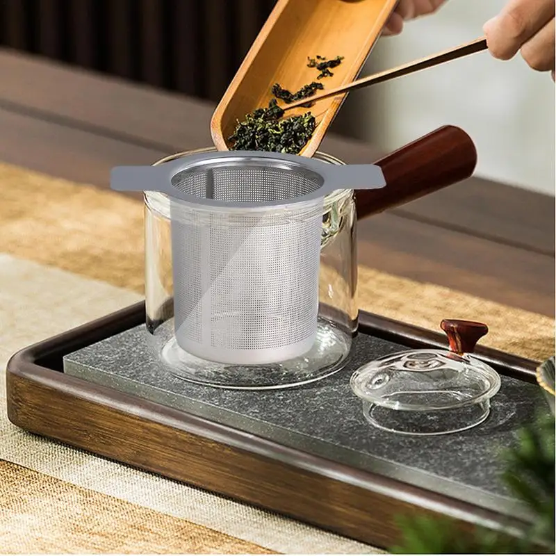 Tea Strainer Stainless Steel Tea Filters Large Capacity Rustproof Tea Infusers Basket Kitchen Utensils Teapot Tray For Soup Pot
