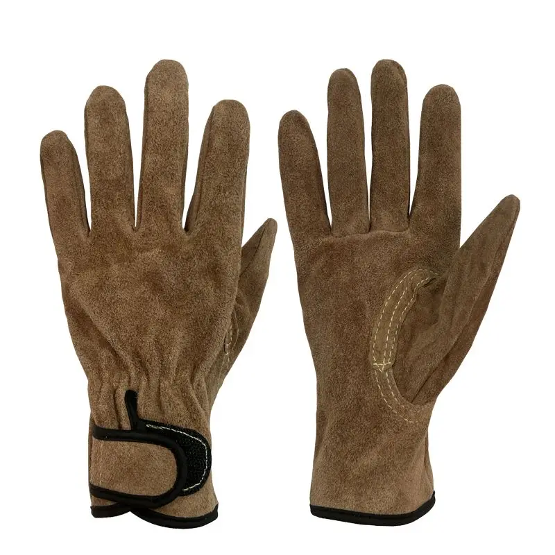 1 Pair Fireproof Wire Cowhide Labor Protection Welding Gloves Welder Welding Stab-proof Protective Work Gloves Outdoor Short