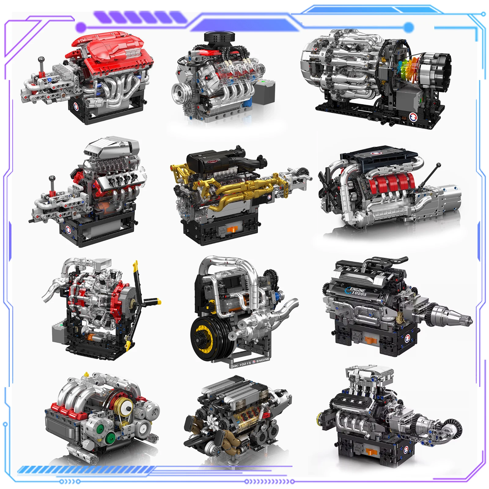 

Mold King V8/V12/W16 модель двигателя, комплект строительных блоков, батарейный отсек, силовой двигатель, приводной двигатель, имитация спортивного автомобиля, игрушка, подарок для детей
