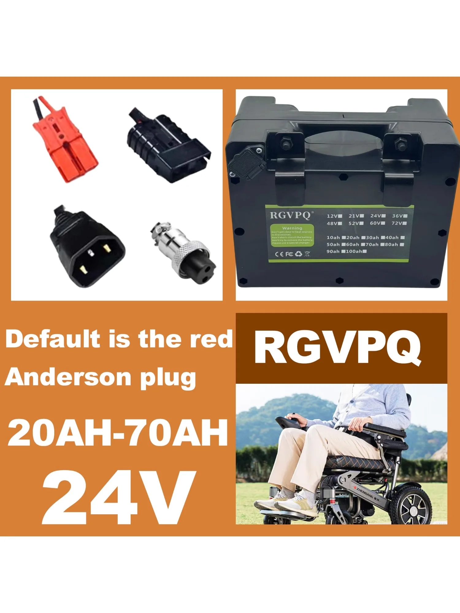 Luchtvervoer, originele 24V elektrische rolstoel lithiumbatterij 20AH-70AH, universele batterij voor scootmobielen voor ouderen - afbeelding 2