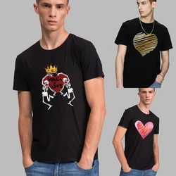 2024 Short Sleeve Casual Men T-Shirts Summer Love Print Tops Street Fashion Tee Female O-Neck Casual Loose T-Shirt Commuter Top