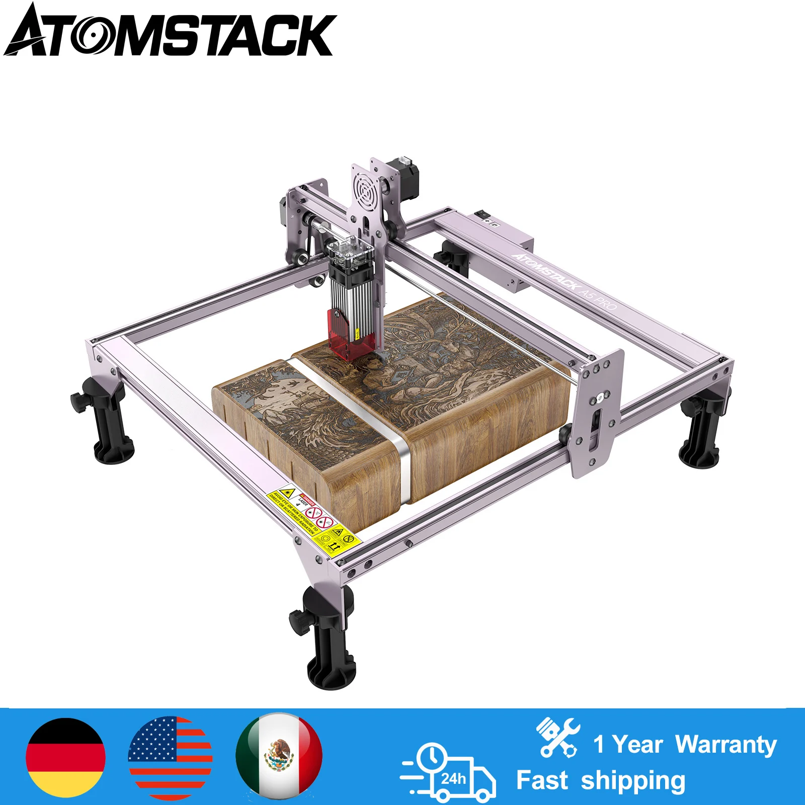 

Original AtomStack A5 Pro 40W Laser Engraver CNC DIY Fixed-Focus Eye Protection Engraving Wood Acrylic Laser Cutting Machine