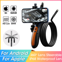360° Two-Way Rotary Industrial Endoscope 8mm HD Inspection Camera Car Inspection Single&Dual Lens Borescope For IOS Android