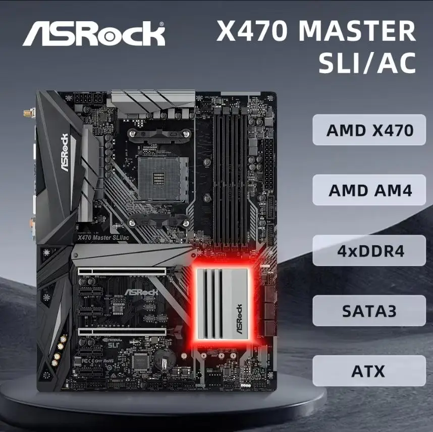 ASROCK X470 MASTER SLI/AC Motherboard AMD AM4 Support 5800X3D