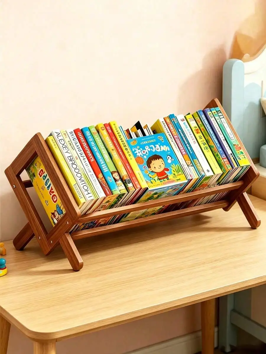 1pc Children's Room Bookshelf Desktop Kids Student Small Bookshelf Floor Standing Children's Desk Storage Rack