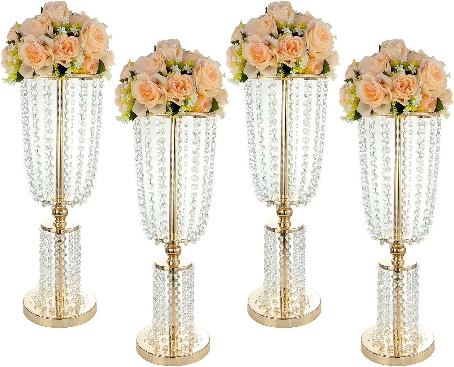 Imagem -03 - Ouro e Prata Vasos para Centerpieces Alto Cristal Metal Vaso Flower Stand Titulares Wedding Centerpiece Candelabro para Recep