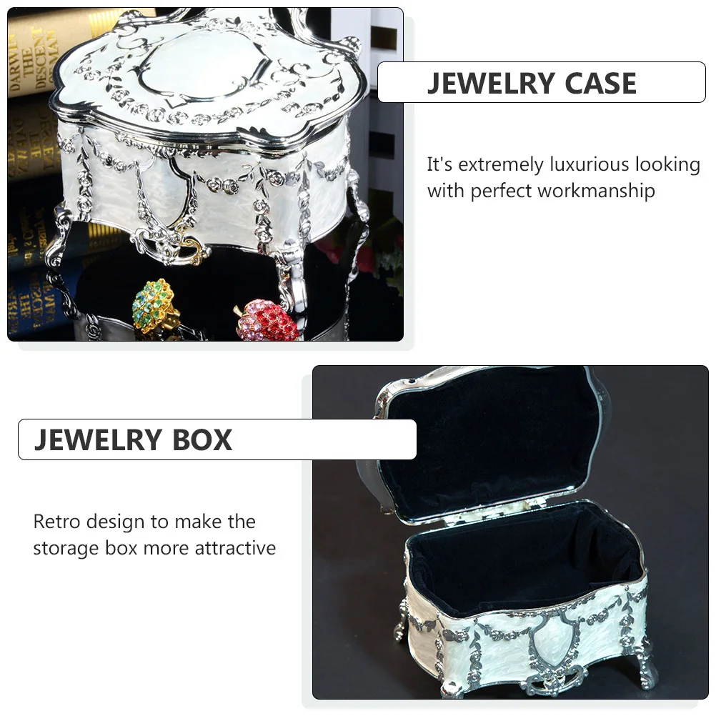 

Vintage Jewelry Box Retro Tin Alloy Storage Container For Jewelry Makeup Trinkets Home Decor Gift Case Organizer