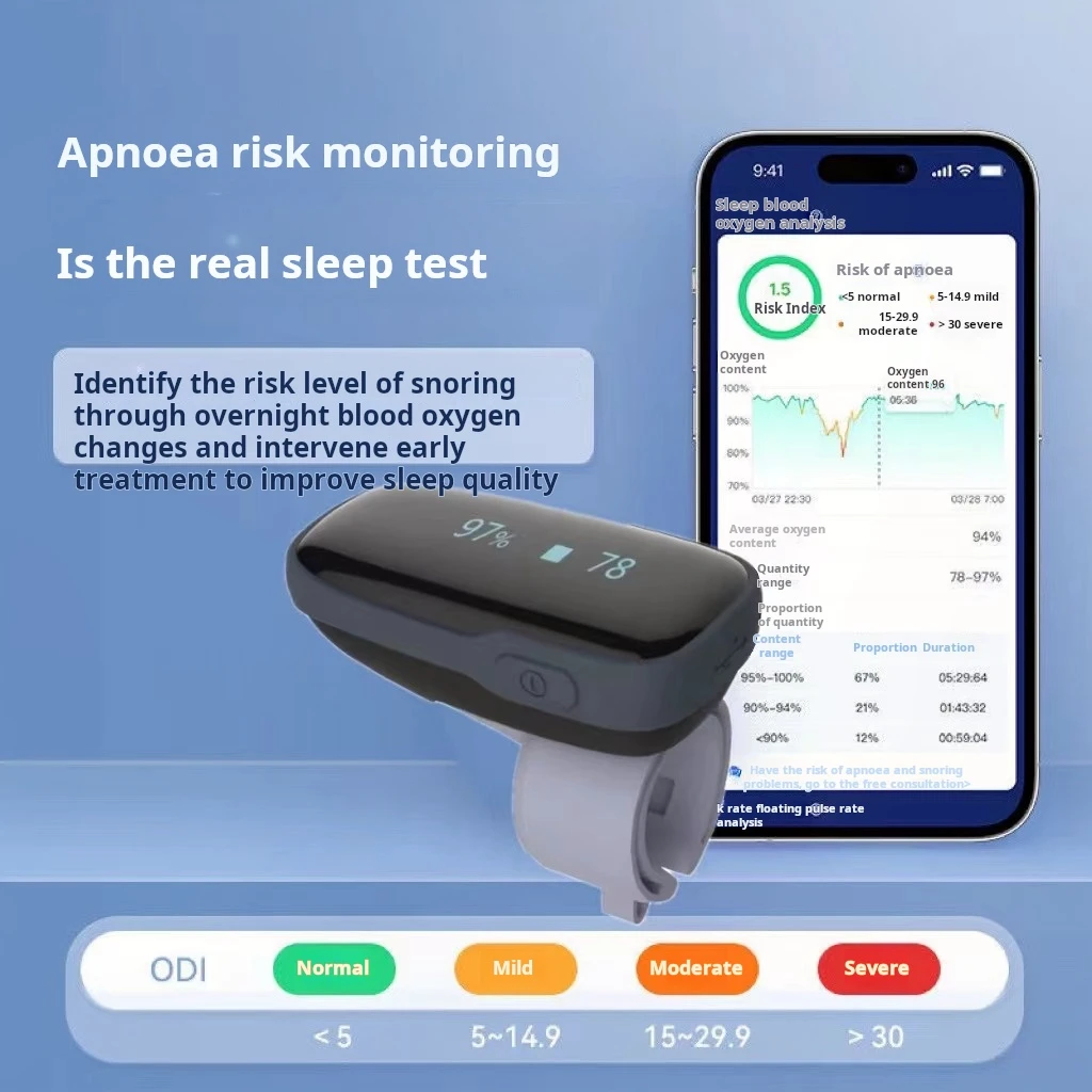 Bluetooth wrist oximeter Spo2 heart rate pulse oximeter wearable sleep apnea alarm continuously monitors blood oxygen saturation