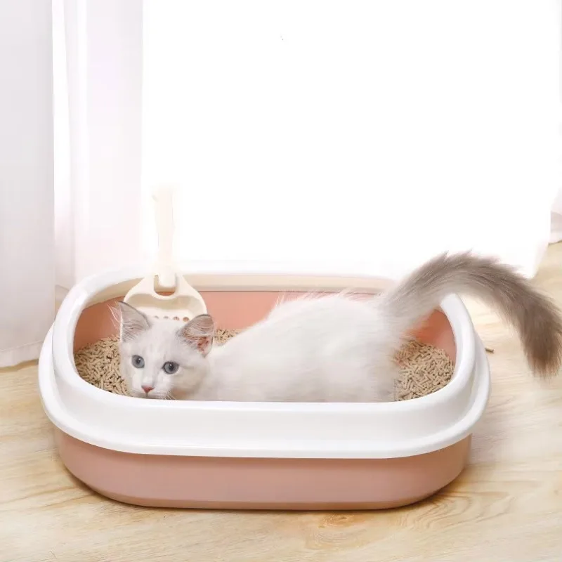 Cat Litter Box Portable Bedpan Removable Pet Cleaning Products Semi-enclosed Box with Shovel Cat Litter Box Cat Supplies