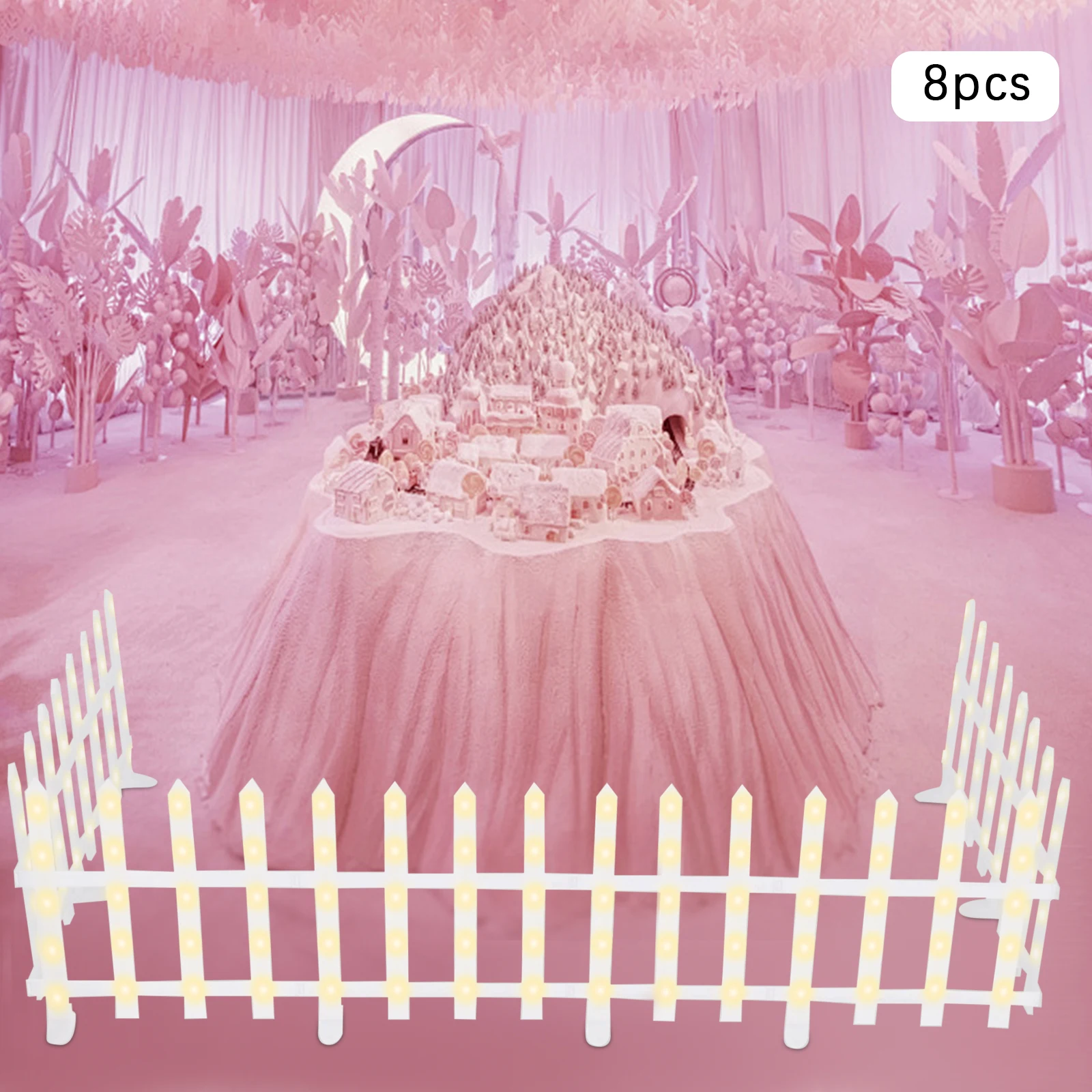 8 * Огни для забора 160 * Светодиоды Рождественские украшения Свет, Рождественские огни для забора, Декоративные огни для праздника белого цвета