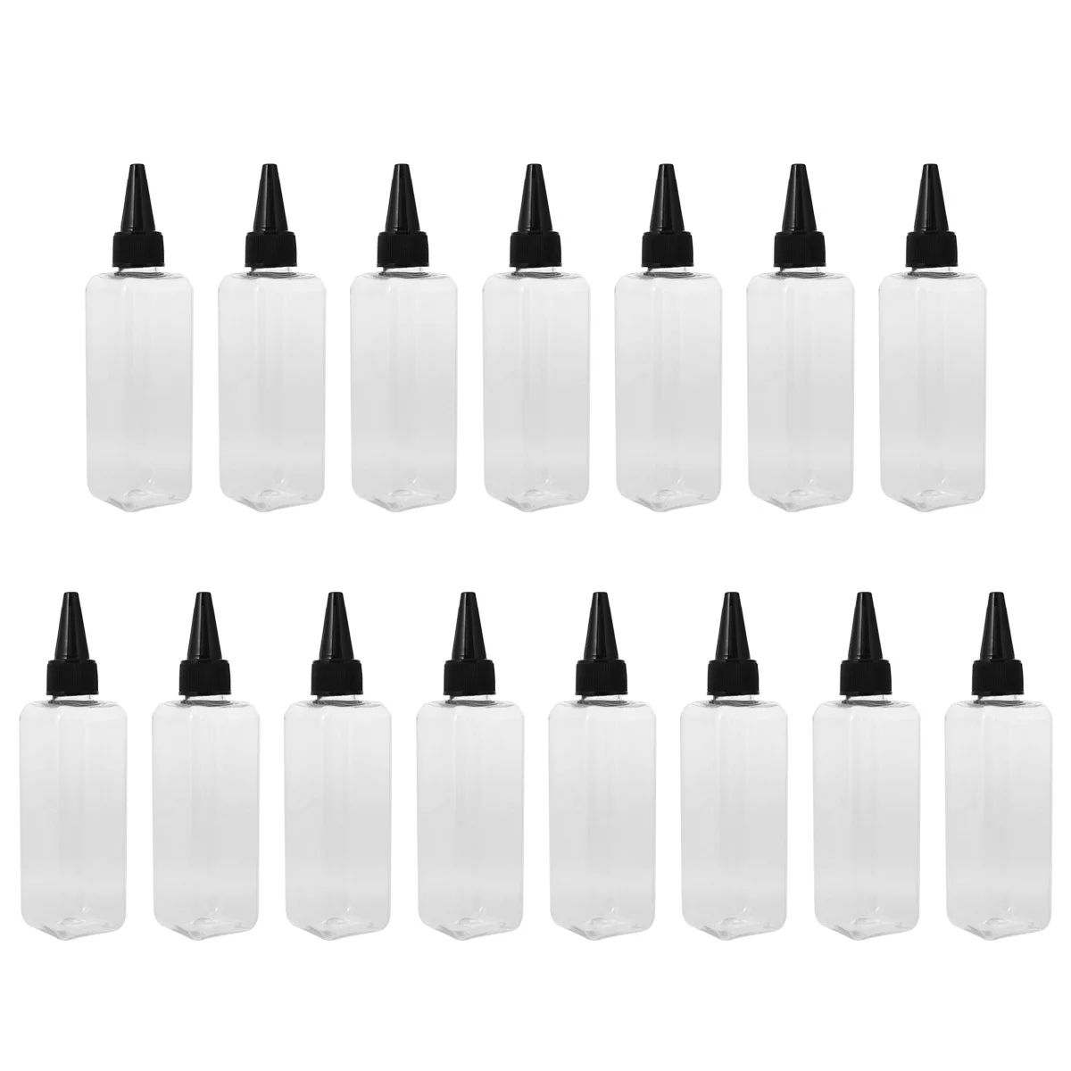 15Pcs Hair Dye Bottles Transparent Plastic Square Design Easy to Squeeze Pointed Mouth Ideal for Hair Coloring and Scalp - Image 3