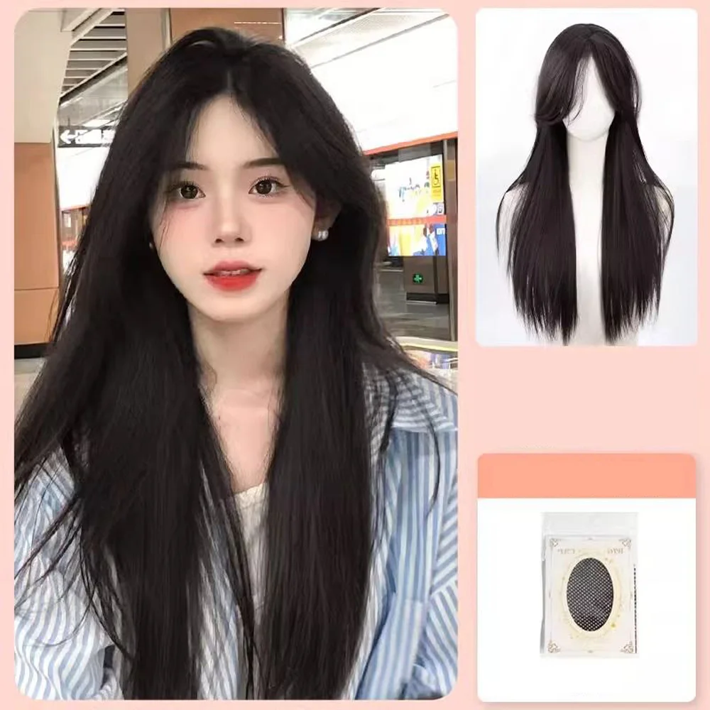 YANKUN 60cm Korean Ins Style Long Wig for Women Big Wave Curly Hair Nature High-quality Wigs with Hairnet Simulate Hair Atmosphe