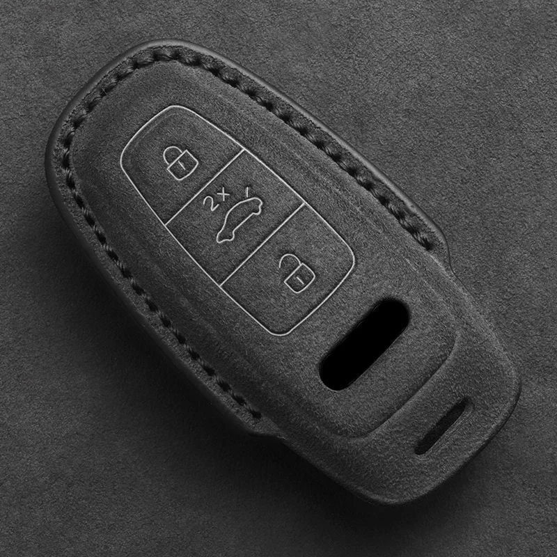 

Leather Car Key Case Fob For Audi A6 A4 A5 A7 A8 C8 Q8 8S 8W Q7 B9 4M S5 S4 S7 D5 TT TTS TFSI E-Tron Keychain Suede Accessories