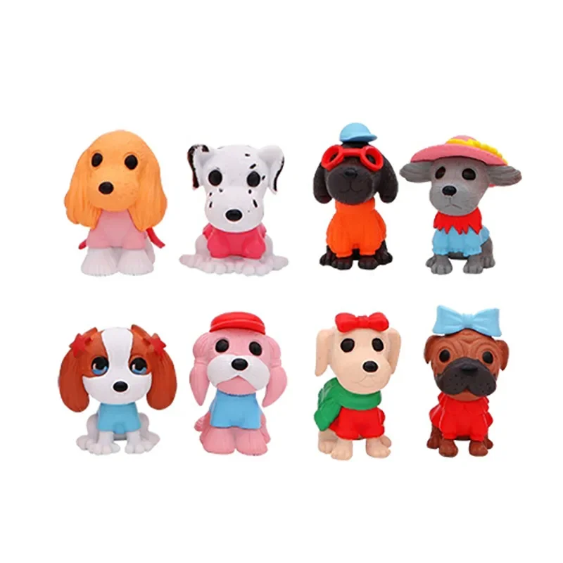 8 pezzi / lotto figurine in miniatura per cani simpatico cucciolo ornamento regalo per la camera dei bambini decorazione interna dell'auto giocattolo figurine artigianali di animali