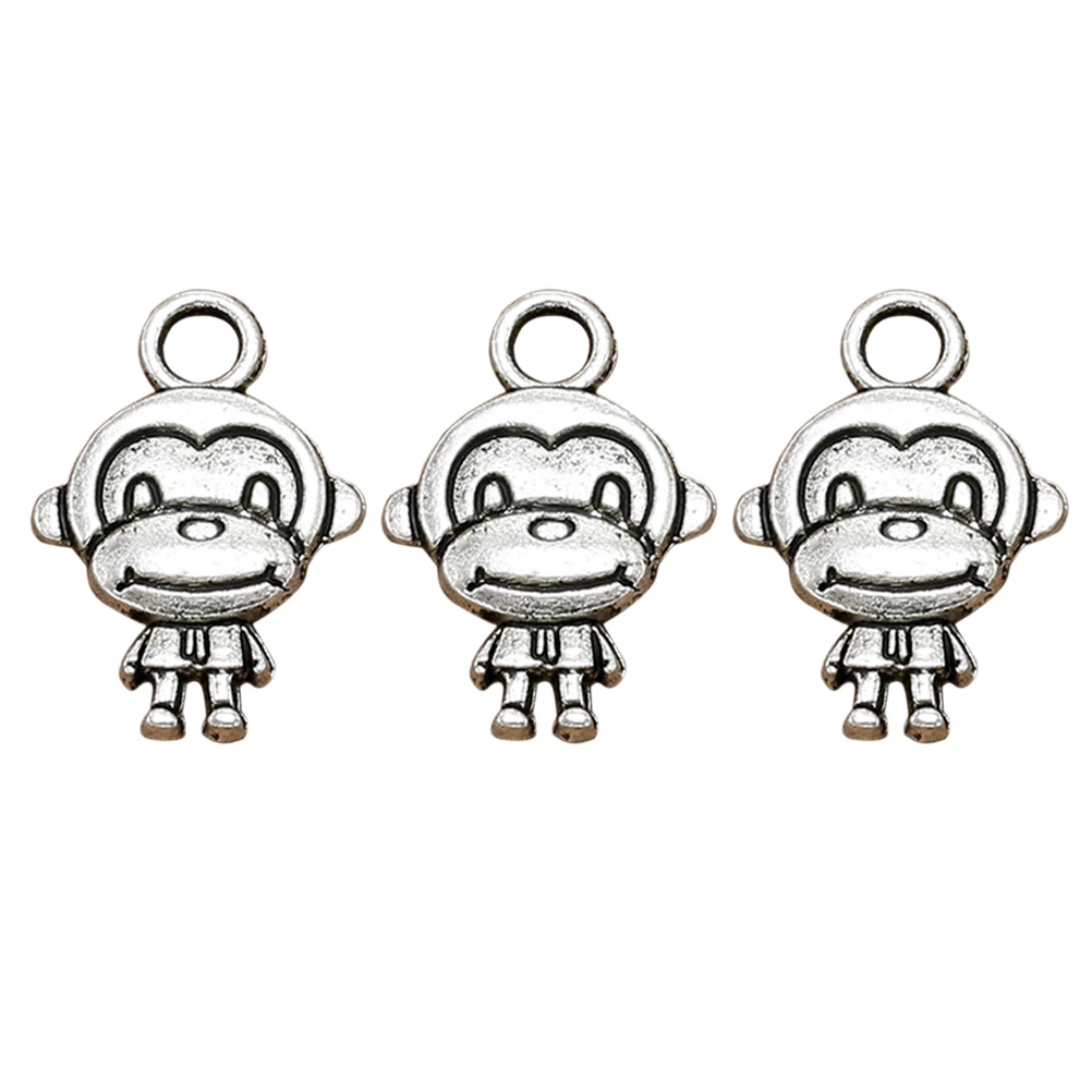 

20 Pcs Monkey Charm Diy Bracelet Necklace Charms for Jewelry Pendants Accessory Ancient Silver
