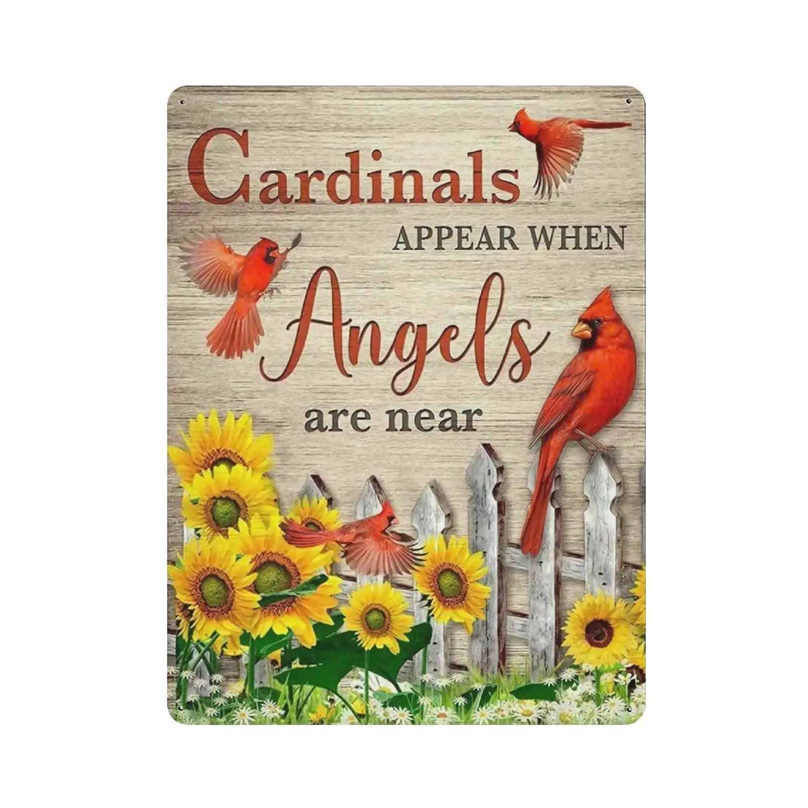 Metal Tin Signs Inspirational Cardinal Appear When Angels are Near Print Wall Art Poster Anniversary Birthday Christmas Housewar