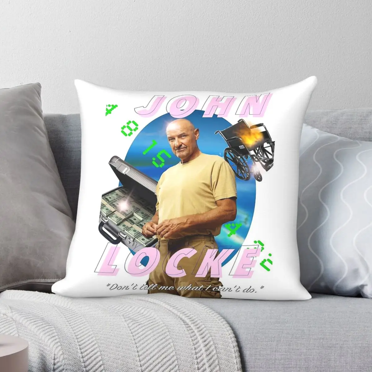 Lost John Locke Square Pillowcase Polyester Linen Velvet Printed Zip Decorative Throw Pillow Case Home Cushion Cover 45x45