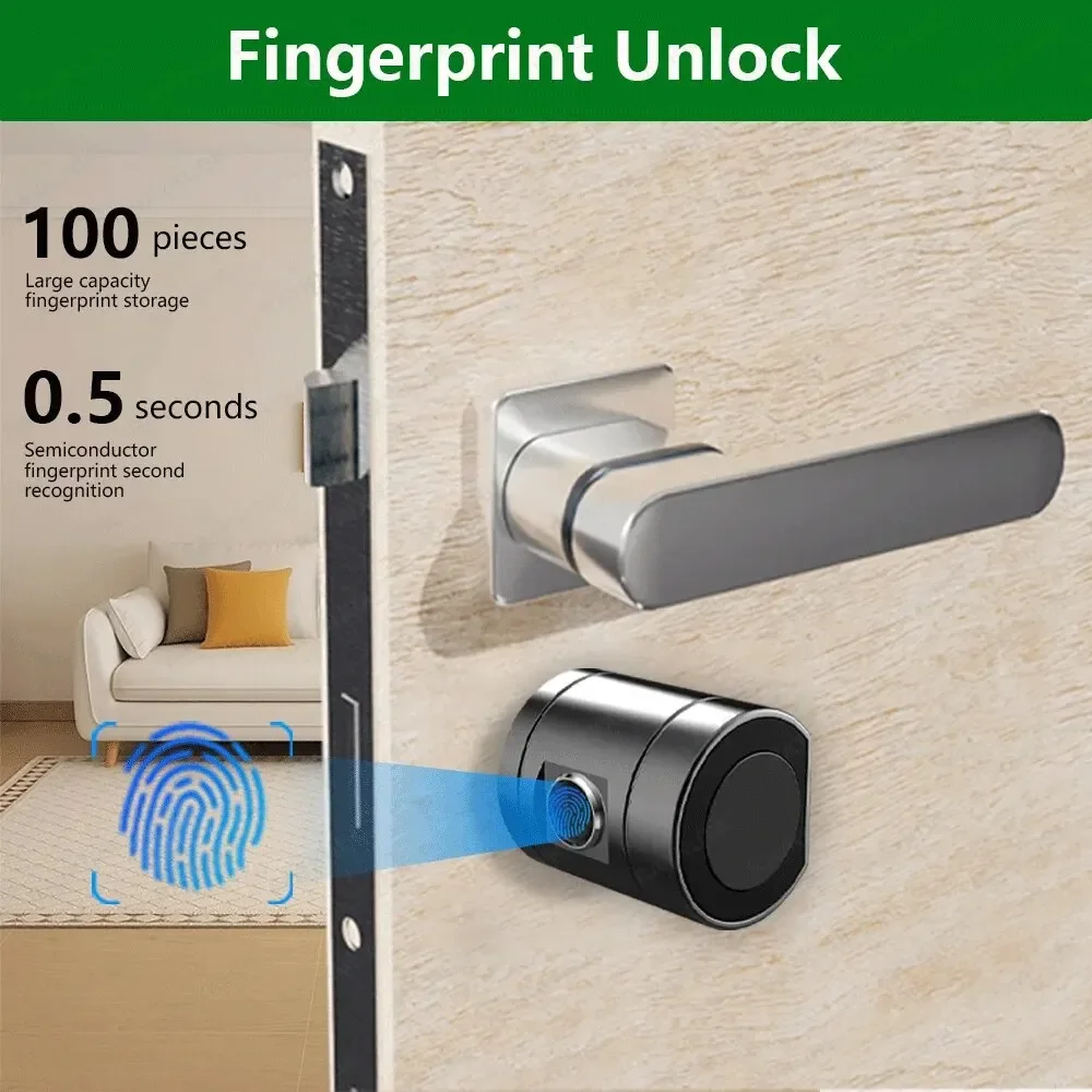 Smart Cylinder With Fingerprint Password Tuya Bluetooth Mechanical Key Very Easy Replacement Use 4 AAA Alkaline Battery LVD-11