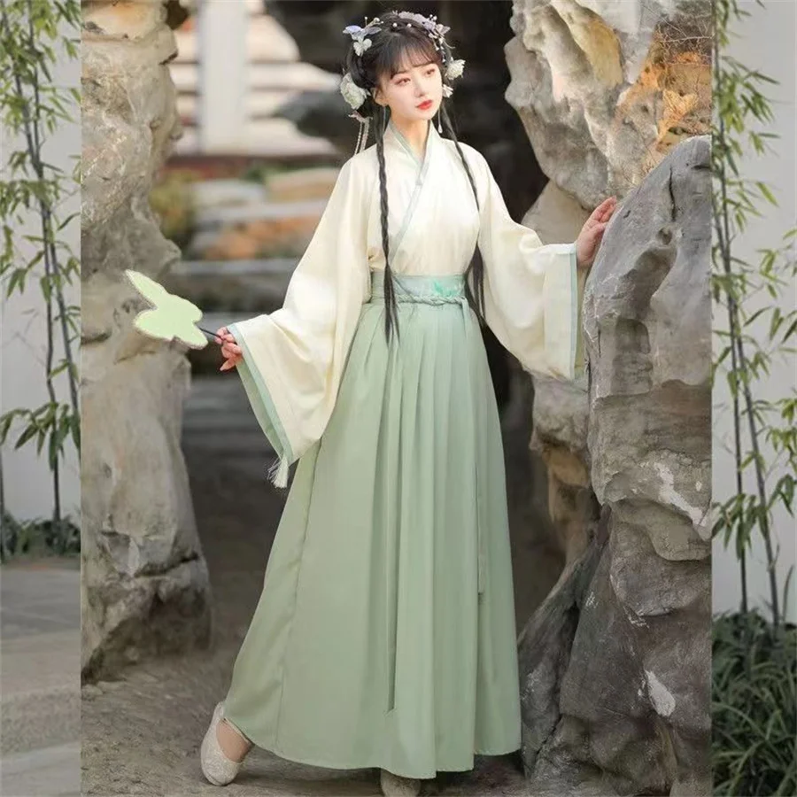 Hanfu kostum tradisional putri Tiongkok, pakaian Cosplay kuno Tiongkok untuk wanita