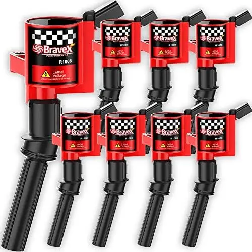 Bobina de Encendido Bravex R1008 DG508 DG457 DG472 DG491 para Ford F150 F250 F350 4.6/5.4L V8 Crown Vic Mustang Lincoln Merc, 8 Piezas, 15% Más Potencia