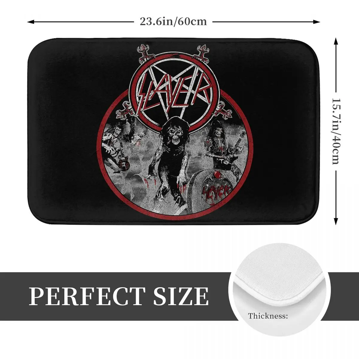 Heavy Metal Rock Slayer Live Undead Non-slip Doormat Floor Mat Antiwear Carpet Rug for Kitchen Entrance Home Balcony Footpad Mat