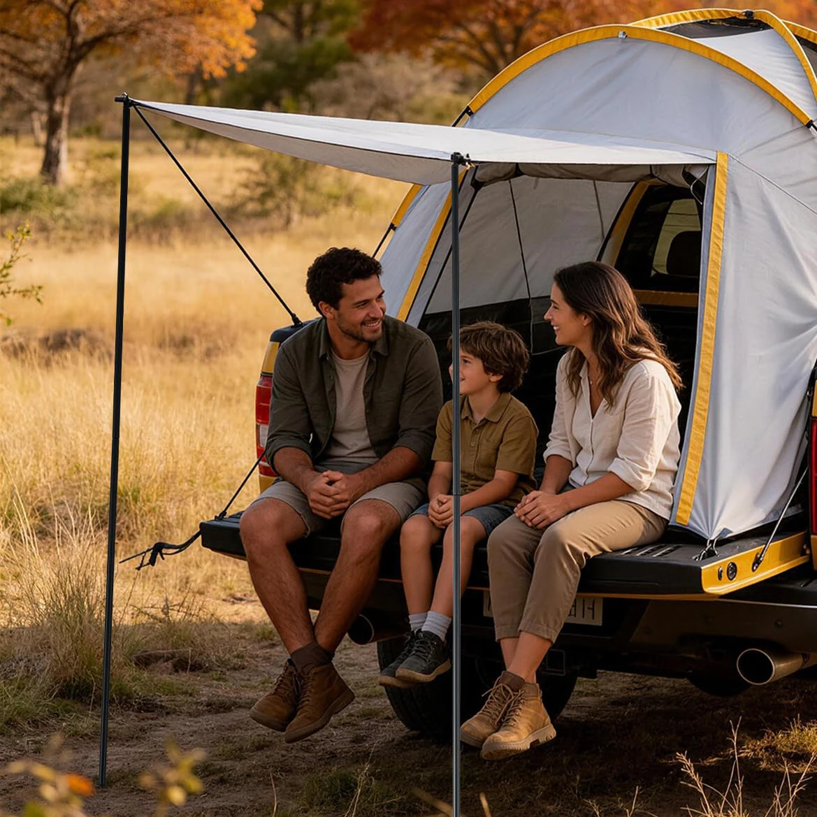 

Waterproof Double Layer Pickup Truck Bed Tent with Awning or not – 210D Oxford, UPF 50+ Sun Protection, Fits 5-6.5ft Small & Mid-Size Truck Beds, Easy Setup, Portable Outdoor Camping Shelter for Road Trips, Tailgating, Overlanding