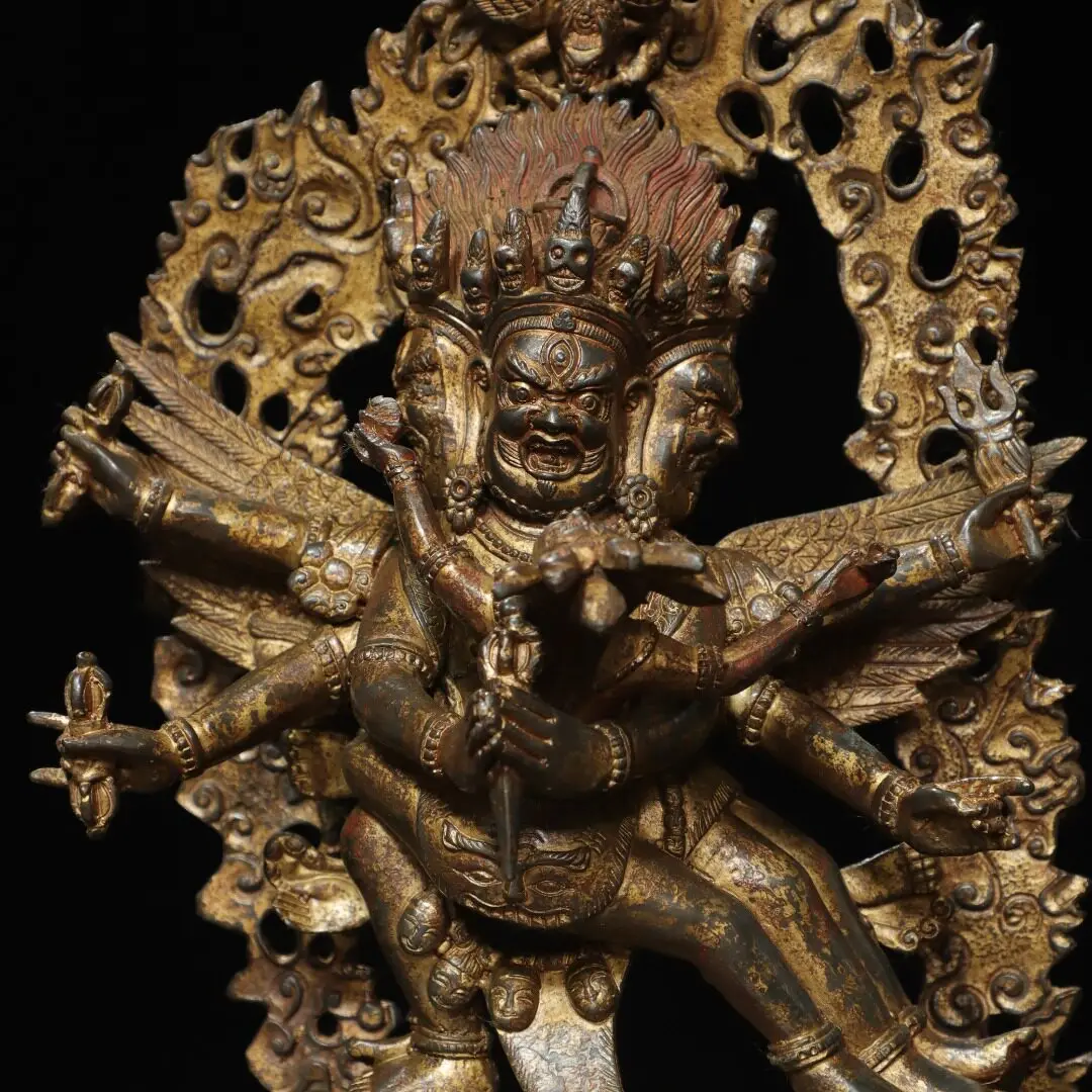 Large Tibetan Pure Copper Vajrakilaya Yab Yum Protector Statue Home Altar Decoration