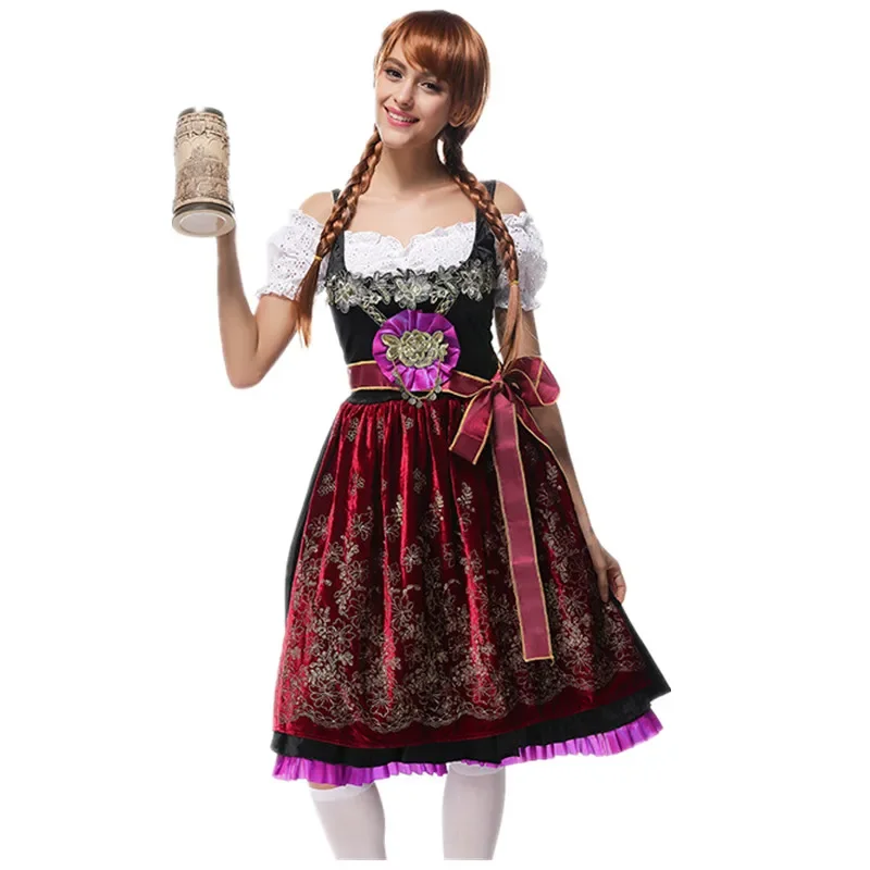 

Sexy Germany Bavarian Oktoberfest Beer Girl Costume Halloween Party Maid Wench Dirndl Women Fancy Dress