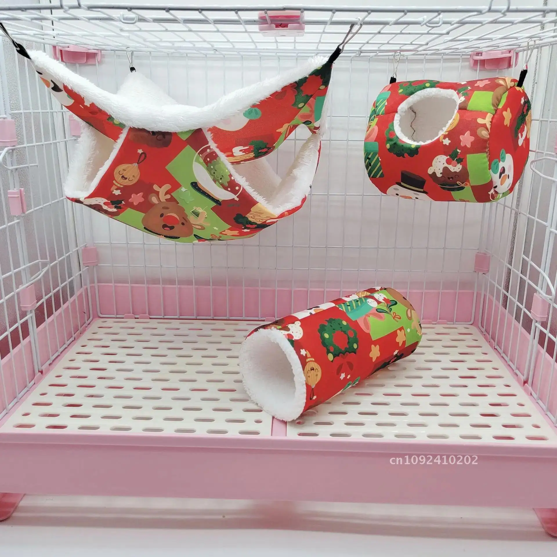 

3Pcs/set Christmas Pattern Hamster Glider Hammock Tunnel Toy for Accessories Guinea Pigs hideout Rabbit Hamster Sugar Cage