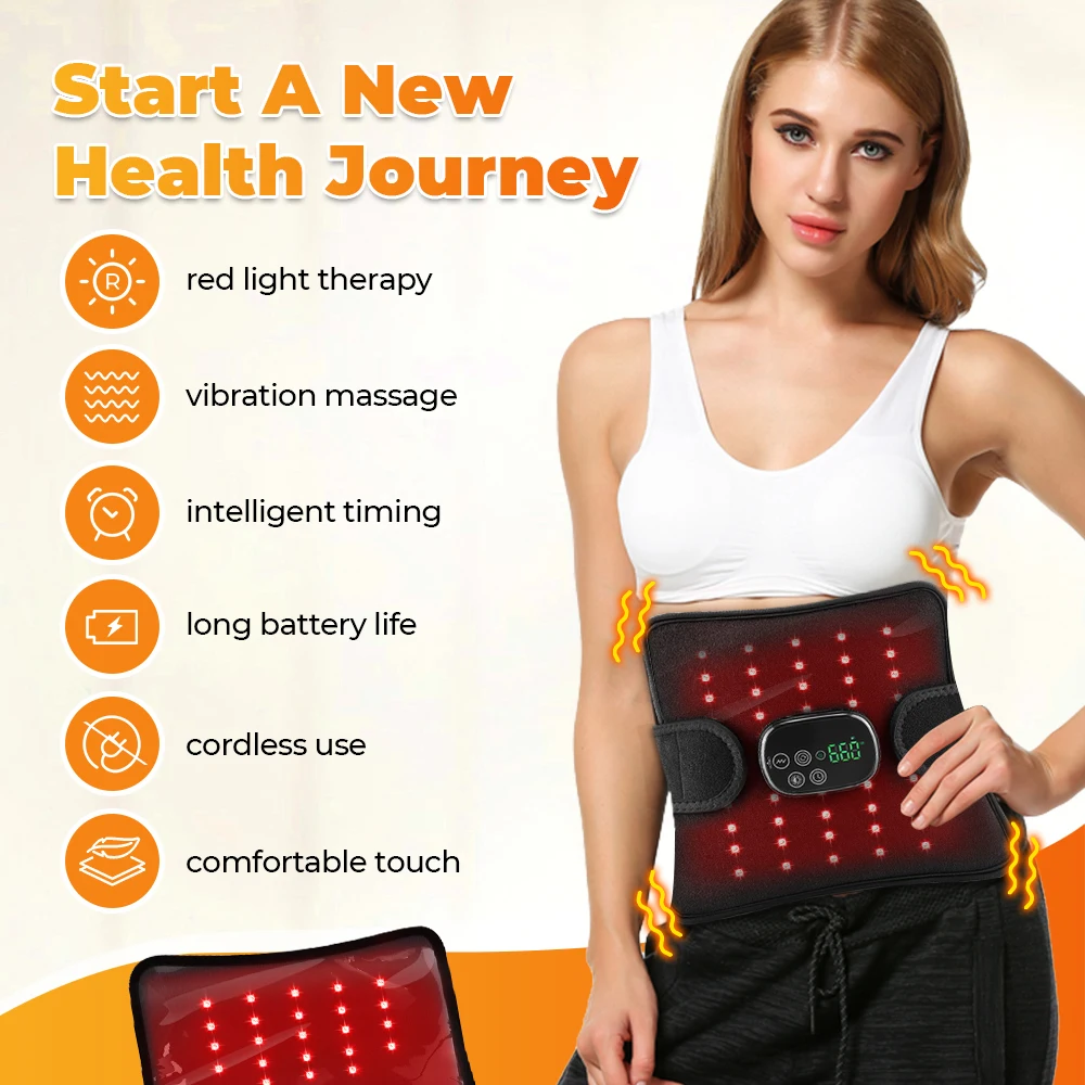Multifunctional LED Red Light Pad Body Massager 3 Vibration Modes 5000mAh Digital Display for Home Office Daily Relaxation
