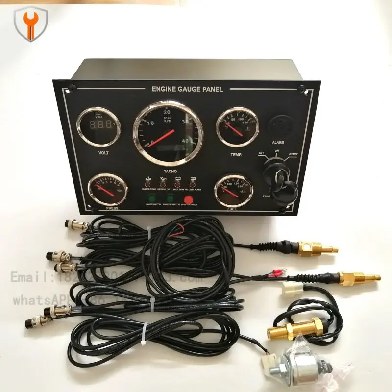 Diesel Engine Instrument Cluster Assembly | Universal for Generators, Marine & Vehicles w/ Matching Sensors 12V~24V